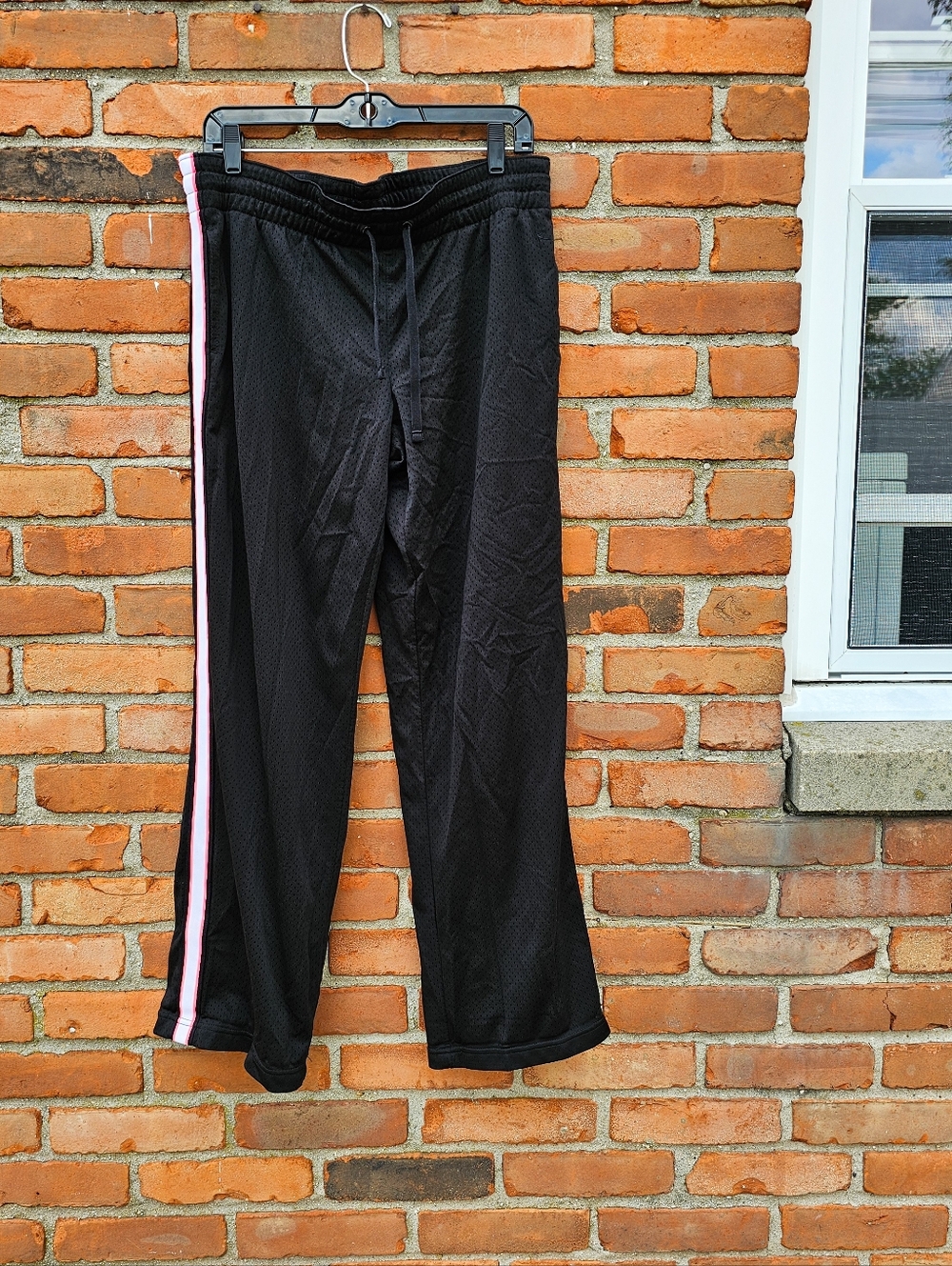 Danskin Now Black Athletic Pants Pink White Side Stripe Drawstring Lounge